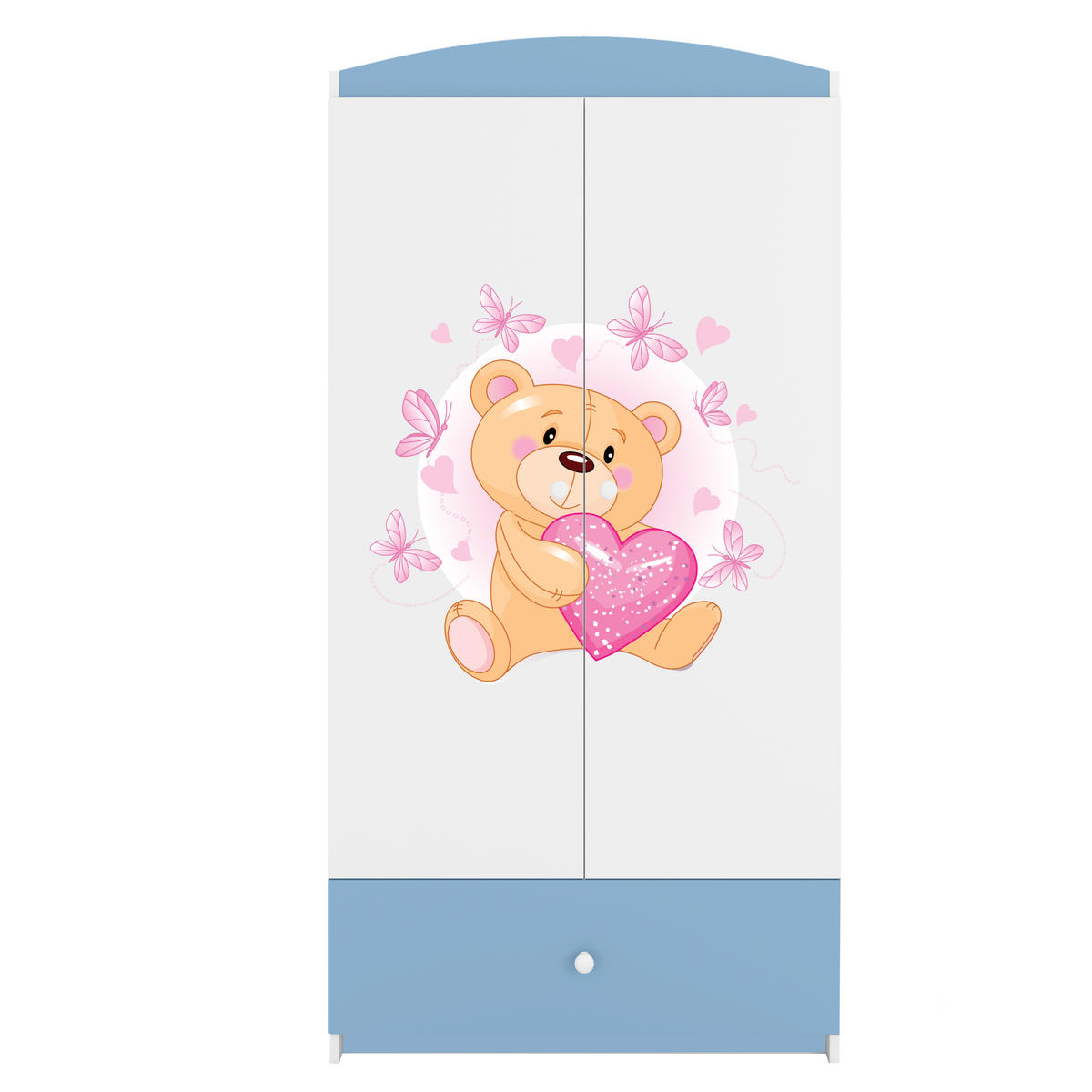 KINDERKLEIDERSCHRANK Teddybär I - Blau, Holzwerkstoff (90/175/52cm) - RAUMHIRSCH FURNITURE