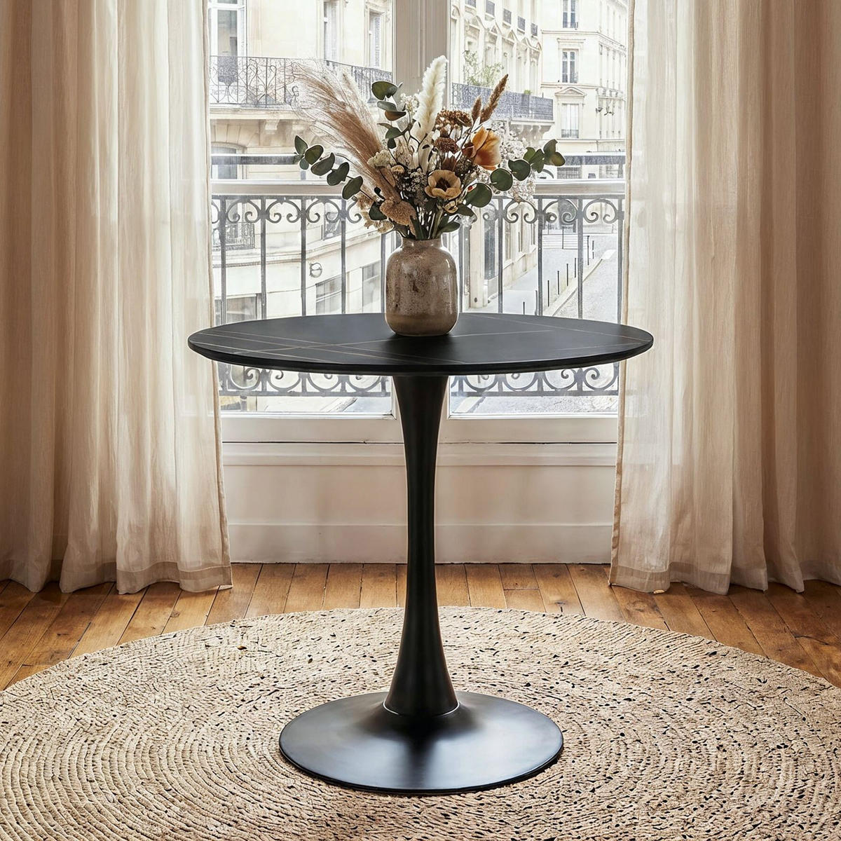 ESSTISCH LOIRE schwarz - Schwarz, Metall (80/80/73cm) - IDIMEX