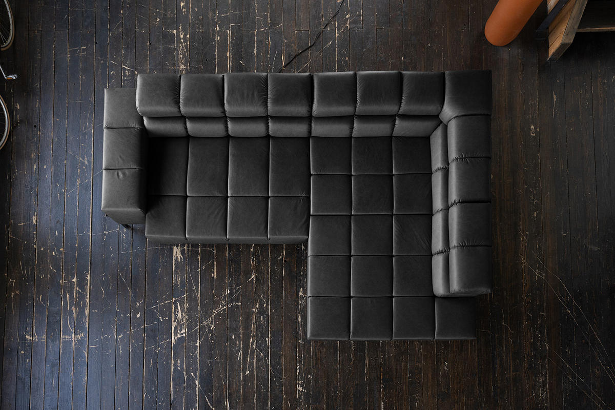 ECKSOFA NELSON Schwarz Leder Relaxfunktion - Schwarz, Leder/Metall (321/216cm) - KAWOLA