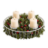 ADVENTSKRANZ Silber Stahl 4 Kerzenhalter 33 cm - Silberfarben, Metall (10cm) - Relaxdays