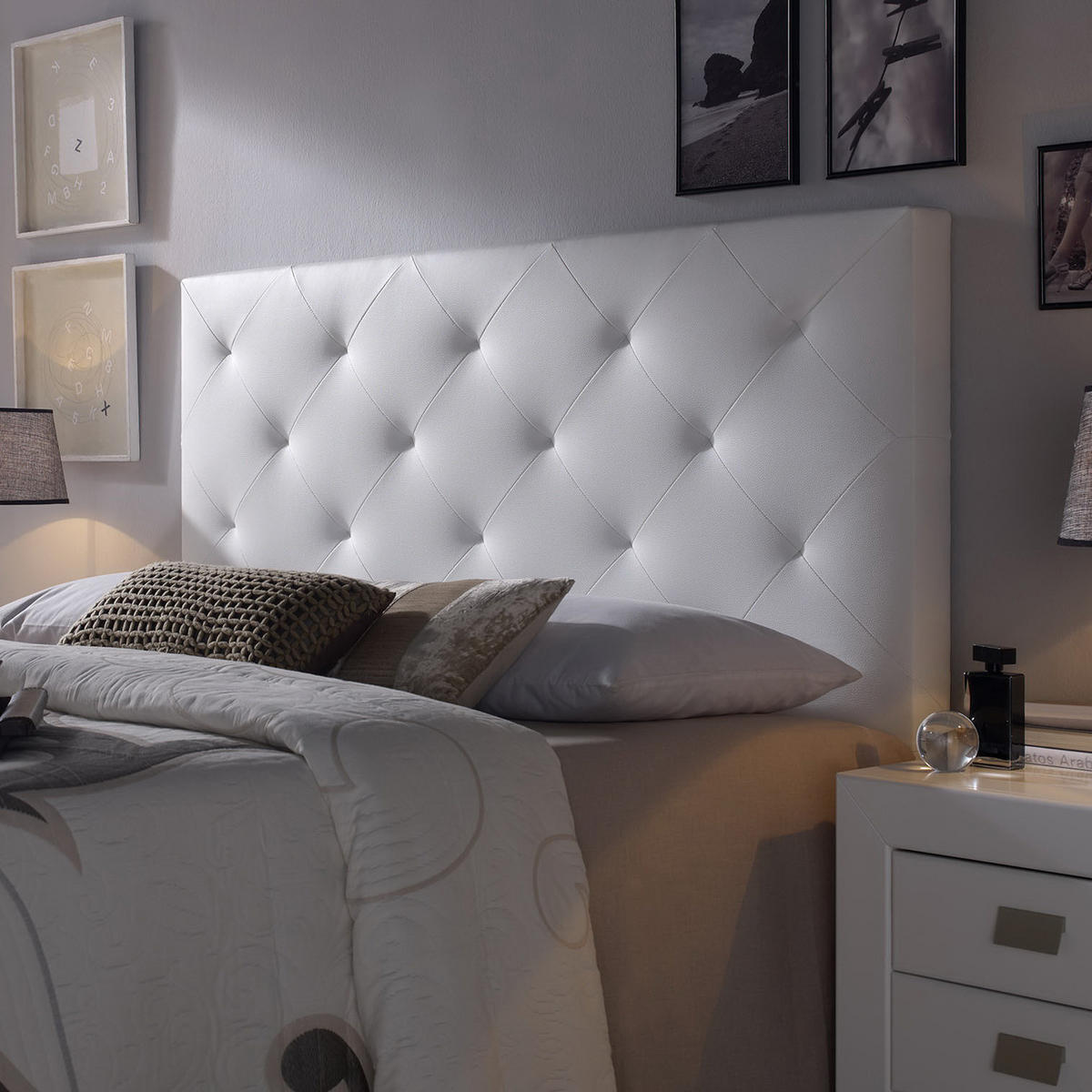 KOPFTEIL 140x60 cm Rombo Weiß - Weiß, Fell (8/60/140cm) - VS Venta-stock