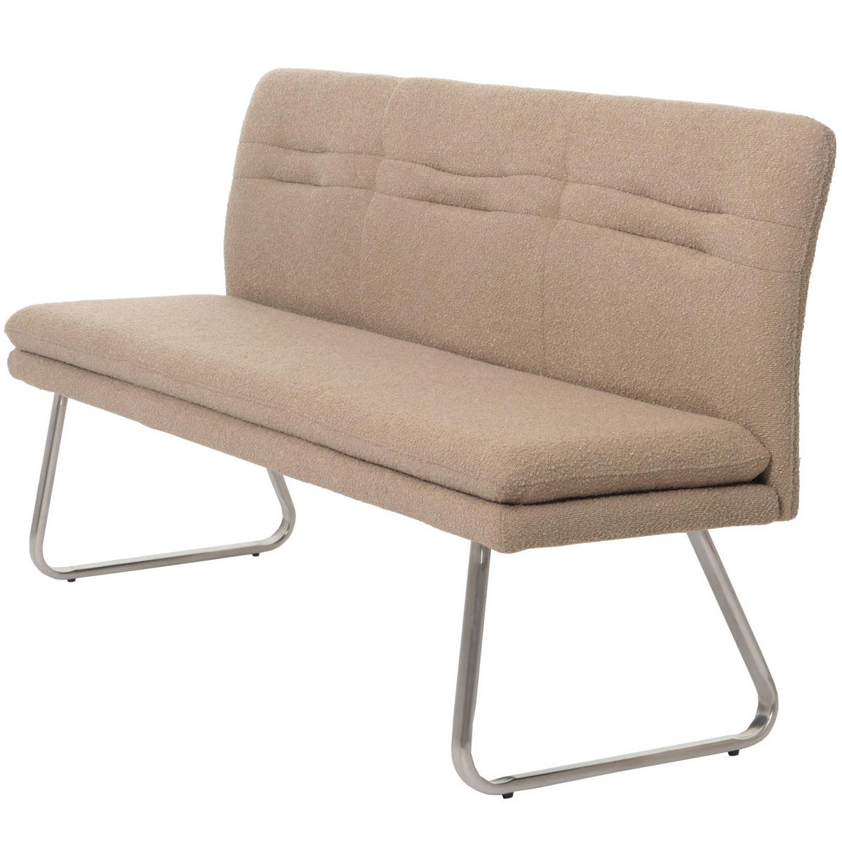 SITZBANK 93x180x58cm Sitzhöhe 51cm Lehne Stoff/Textil Bouclé Edelstahl gebürstet 180cm Coffee-Braun - Braun, Textil (180/93/58cm) - BERLINLODGE