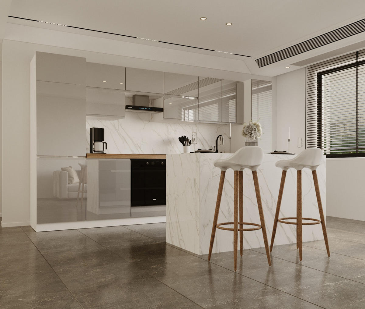 KÜCHENINSEL 360 cm - Aspen KA22-M360 - Grau/Hochglanz - Grau, Holz/Holzwerkstoff (360/212/58cm)