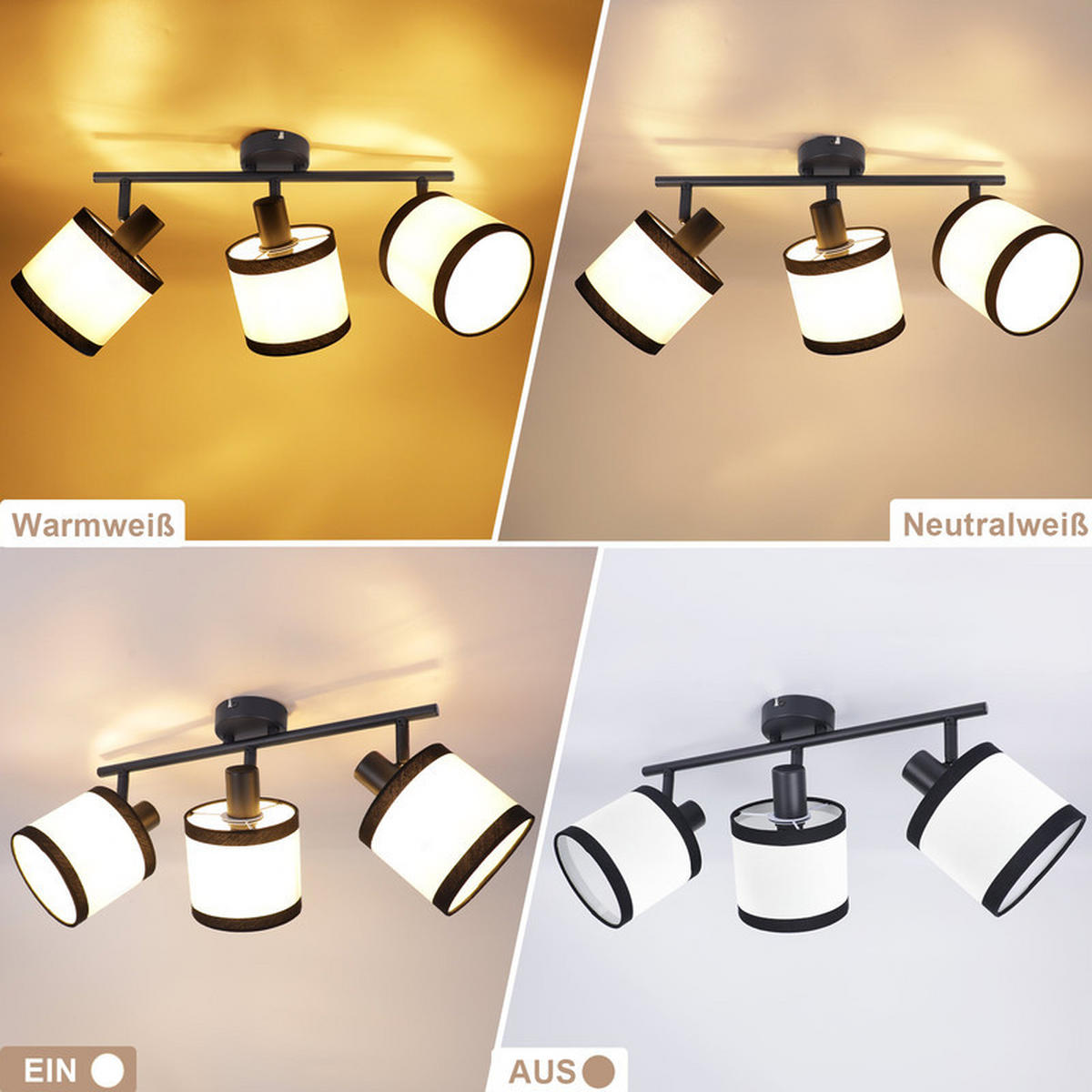 DECKENSTRAHLER Chapman Ⅲ 3-flammig 41/12/18 cm - Schwarz, Metall (41/12/18cm) - Nettlife