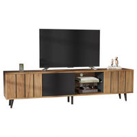 TV-LOWBOARD mit 3 Türen 175 x 31,5 x 45 cm Holzoptik Schwarz - Braun, Holzwerkstoff (31.5/45/175cm) - Beauniv