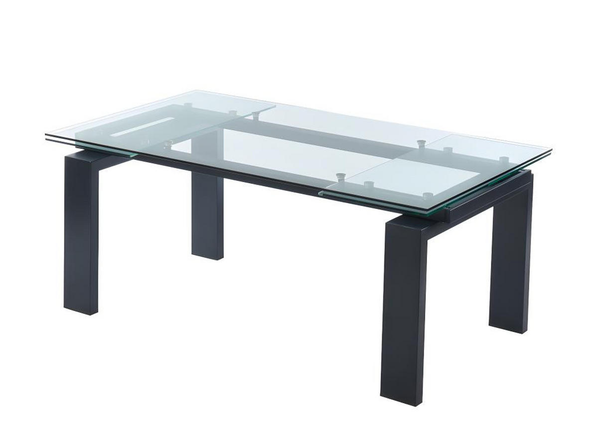 ESSTISCH ausziehbar - Glas & Metall - Schwarz - LUBANA - Transparent, Glas (270/100/76cm) - Vente-Unique