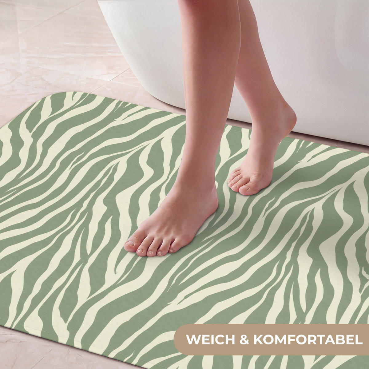 KOUPELNOVÁ PŘEDLOŽKA Zebra - Motiv - zelená 120x60 cm - šalvějově zelená, textil/plast (120/60cm)