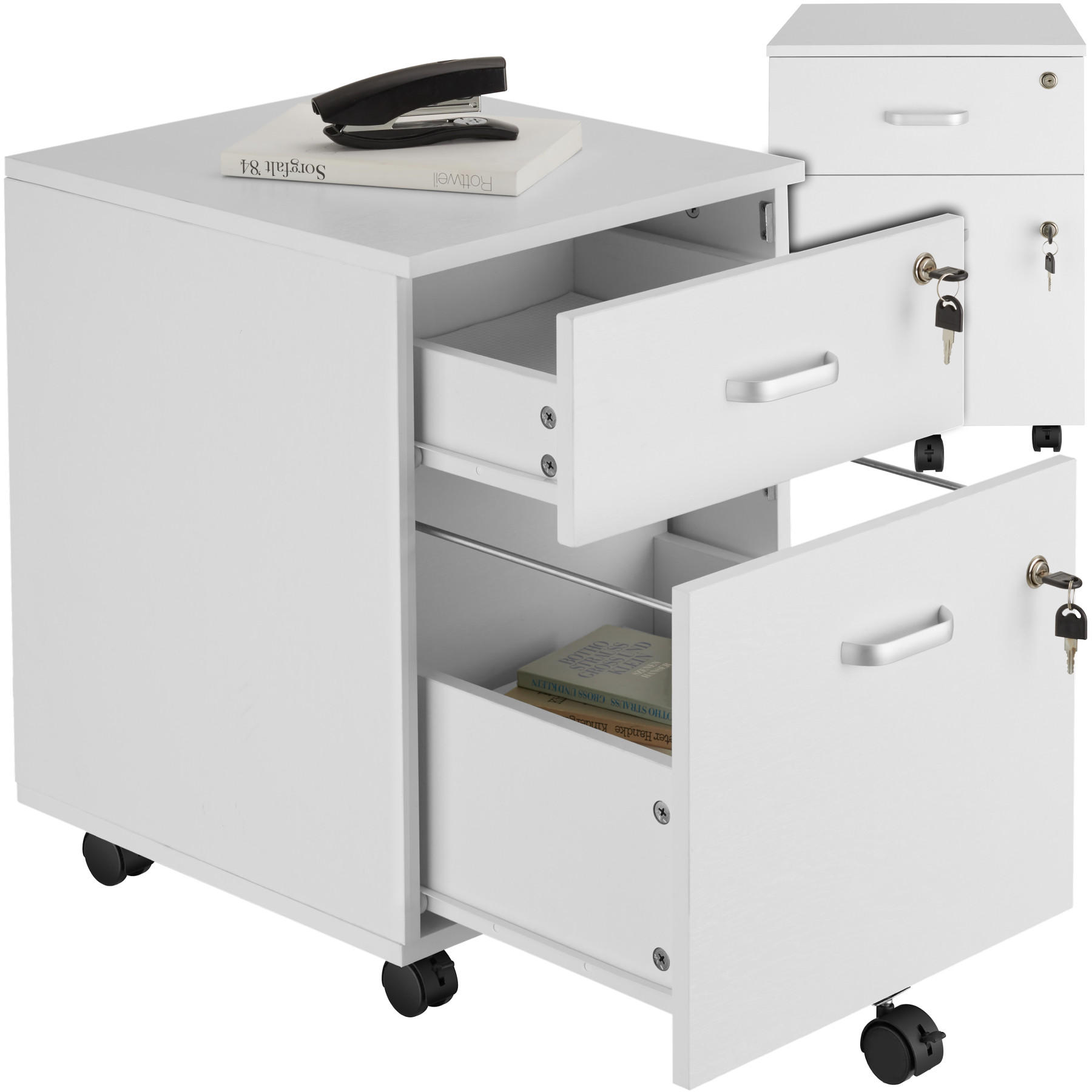 ROLLCONTAINER Vagur,40 x 44 x 54,5 cm,weiß - Weiß, Holzwerkstoff (40/54.5/46cm) - tectake