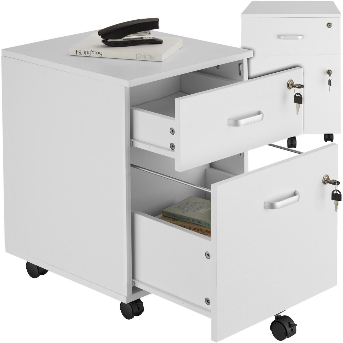 ROLLCONTAINER Vagur,40 x 44 x 54,5 cm,weiß - Weiß, Holzwerkstoff (40/54.5/46cm) - tectake