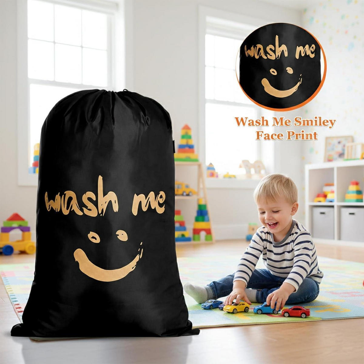 WÄSCHESACK 3er Set 120L faltbar - Multicolor, Textil (66/92/66cm)