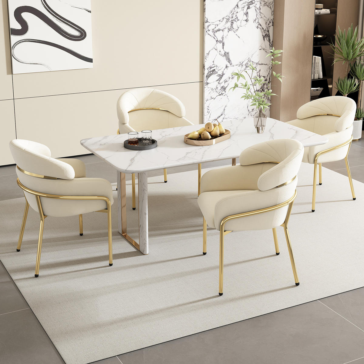 ESSZIMMERSTUHL Samt Beige mit Metallbeinen - Beige, Metall (53/79/53cm) - Meubliv