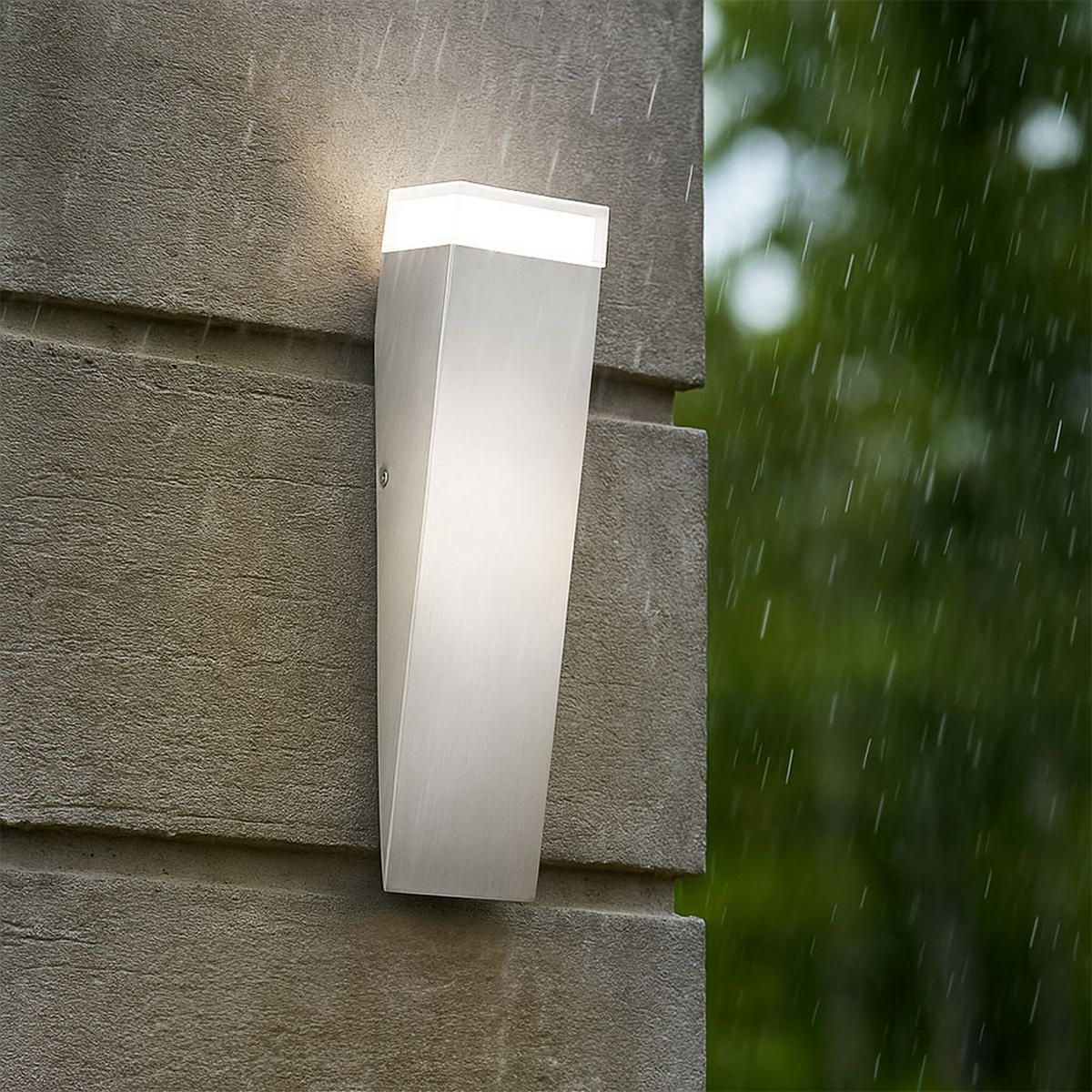 LED AUSSEN-WANDLEUCHTE Edelstahl Silber 3er Set - Silberfarben, Metall (7.5/30.5/8.5cm)