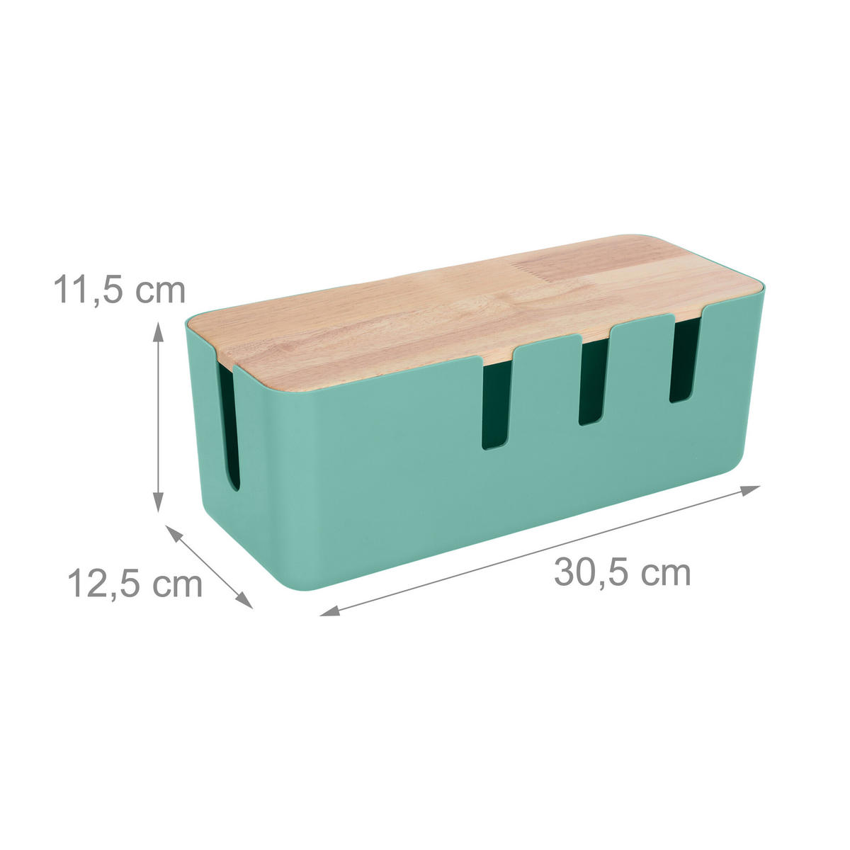 KABELBOX Mint Holzdeckel - Türkis, Holz/Kunststoff (12.5/30.5/11.5cm) - Relaxdays