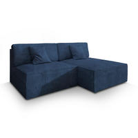 ECKSOFA FIORO P Blau Kordstoff mit Schlaffunktion - Blau, Holz (204/148cm) - MASSENO