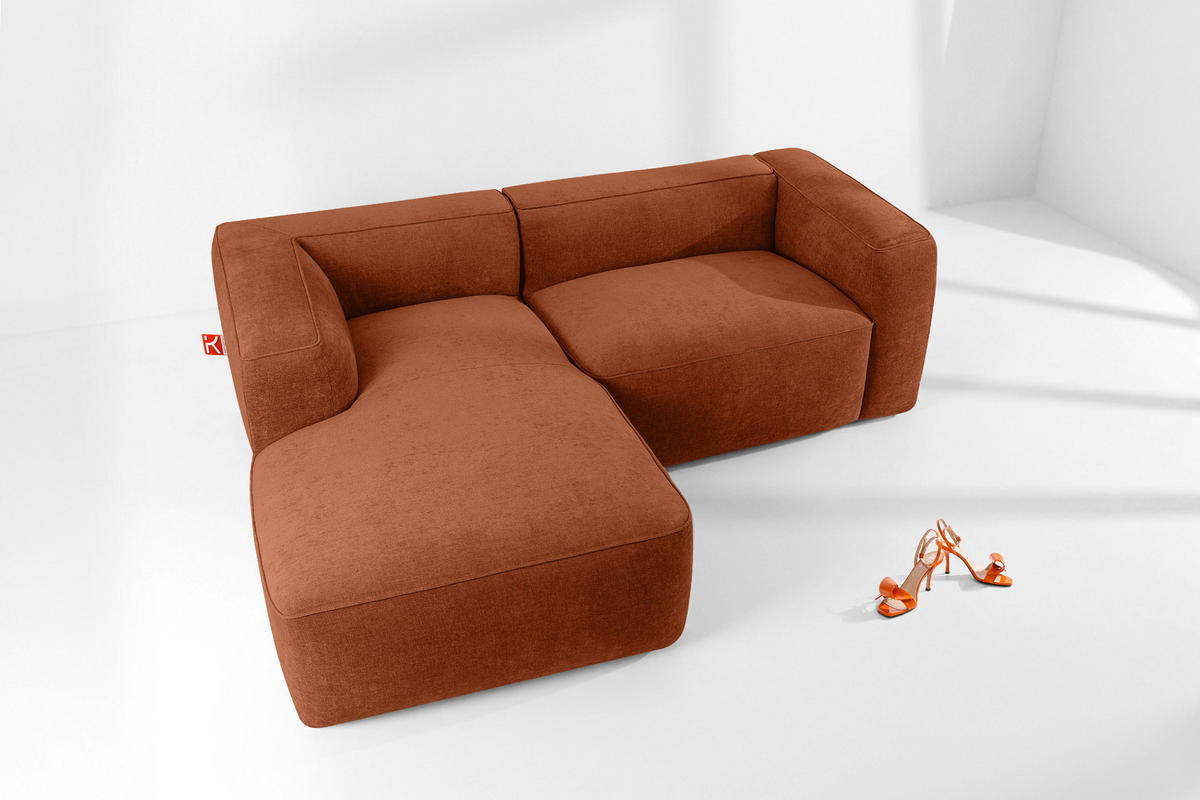 ECKSOFA LINKS FUBBO, Rot - Rot, Holz/Holzwerkstoff (225/176cm) - KONSIMO®