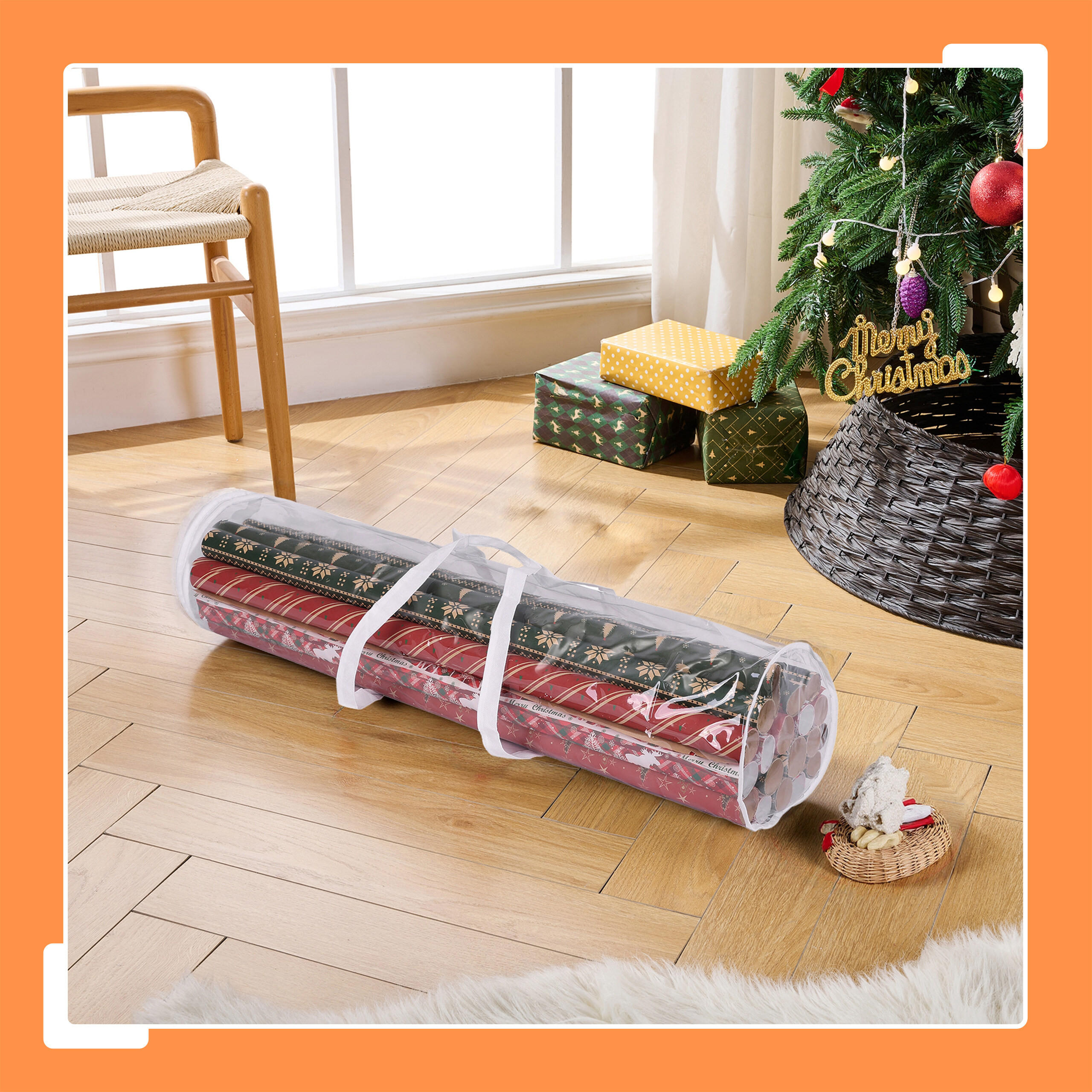 2xGESCHENKPAPIER-AUFBEWAHRUNG - Transparent, Kunststoff (22/79/22cm) - Relaxdays