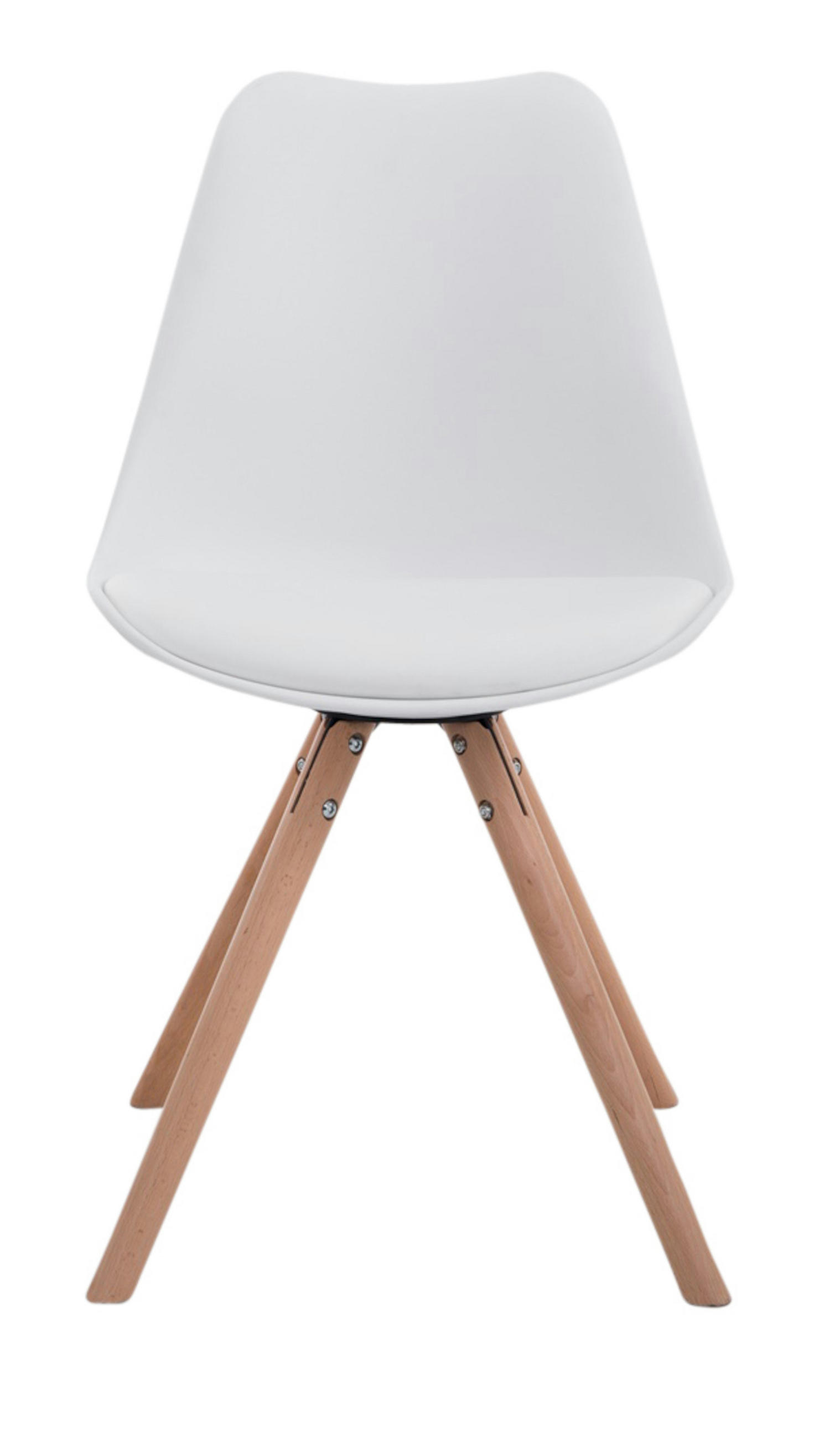 STUHL 4er Set Lederlook weiß - Eukalyptusholzfarben/Weiß, Holz/Textil (48/83/56cm) - CLP