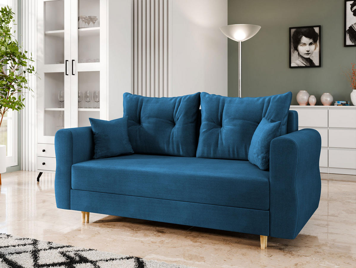 SCHLAFSOFA Zako 2 - Blau/Naturfarben, Holz/Textil (167/85/77cm) - MIRJAN24