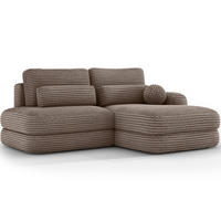 ECKSOFA RIPELI L-Form mit Schlaffunktion & Bettkasten – Modernes 3-Sitzer Sofa, Wellenfederung, 217 × 175 cm - Hellbraun/Schwarz, Kunststoff (175/217cm) - Wohnideebilder