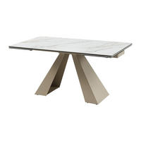 ESSTISCH ausziehbar - 6 bis 10 Personen - Keramik & Metall - Marmor-Optik Weiß & Beige - LOZIPA - Beige, Glas (240/90/76cm) - Vente-Unique