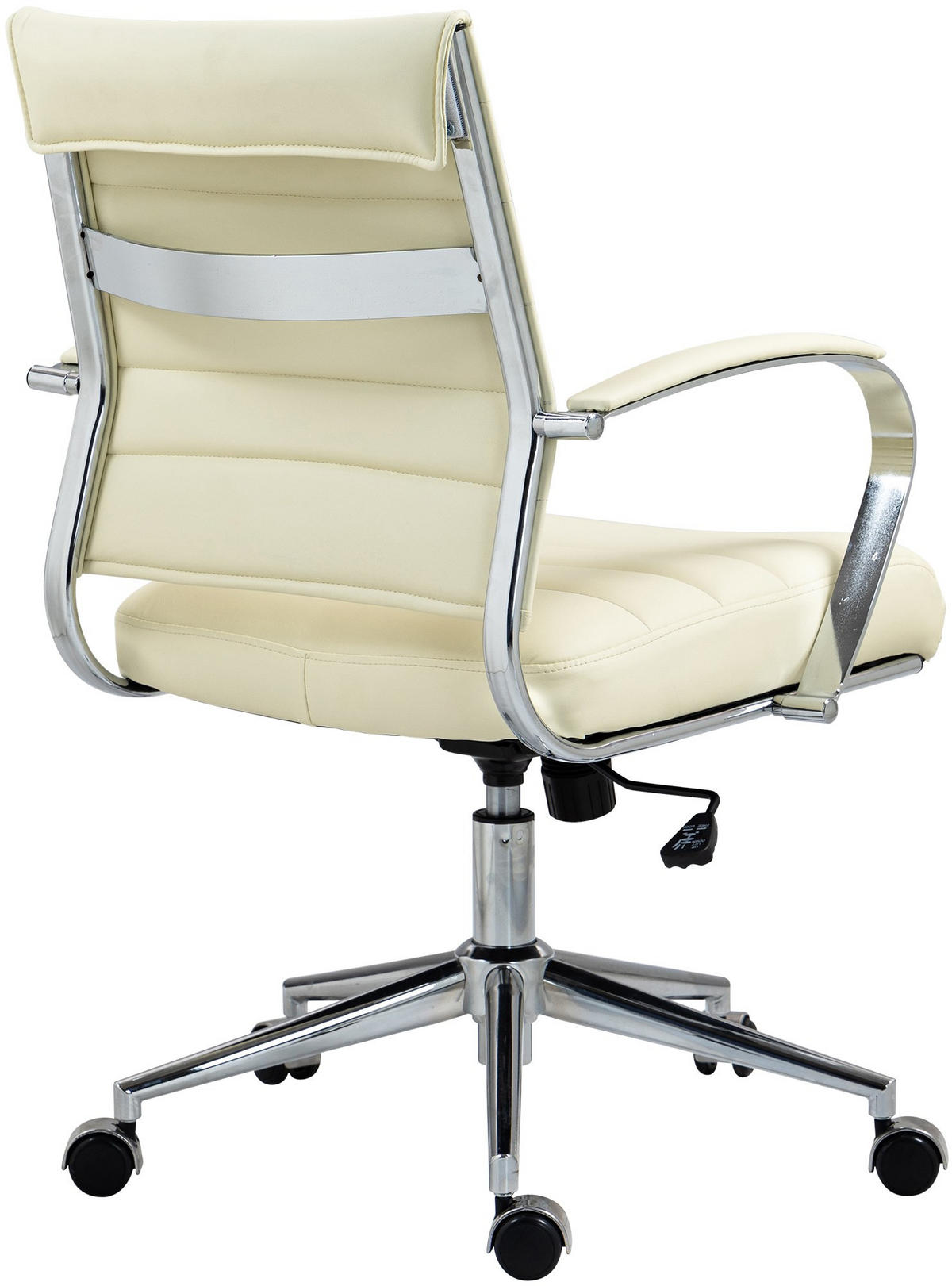 DREHSTUHL Lederlook Creme - Chromfarben/Creme, Leder/Textil (57/90/62cm) - CLP