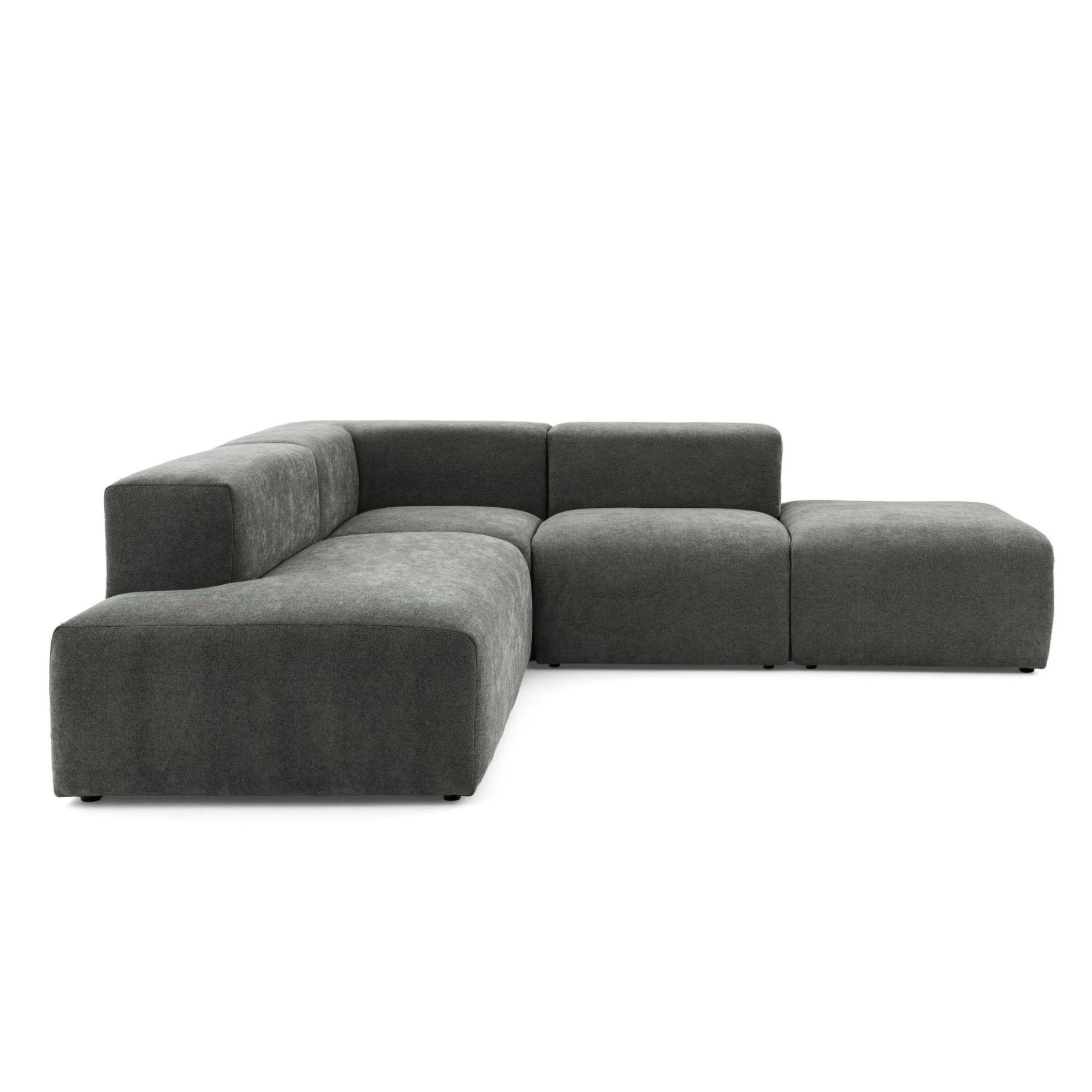 4-SITZER modulares Ecksofa HEAVEN SET 3 Links, Breite 270 cm Webstoff Dunkelgrau - Dunkelgrau/Schwarz, Holz/Kunststoff (245/270cm) - Muffo