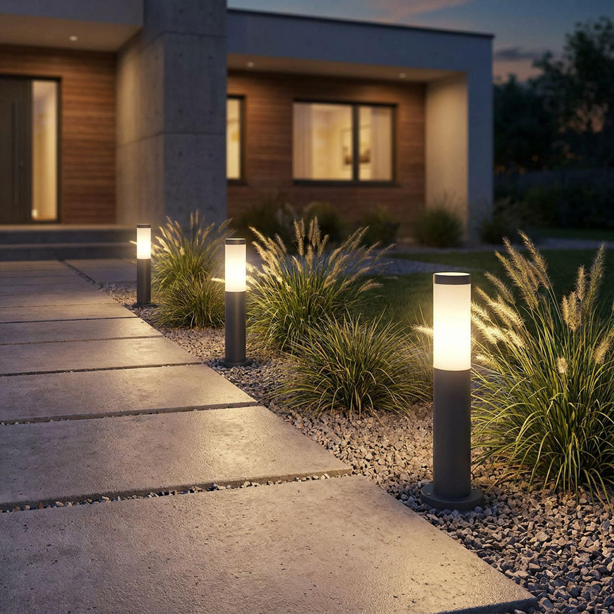LED AUSSENLEUCHTE BOSTON Edelstahl Anthrazit - Anthrazit, Kunststoff (7.6/7.6/45cm)