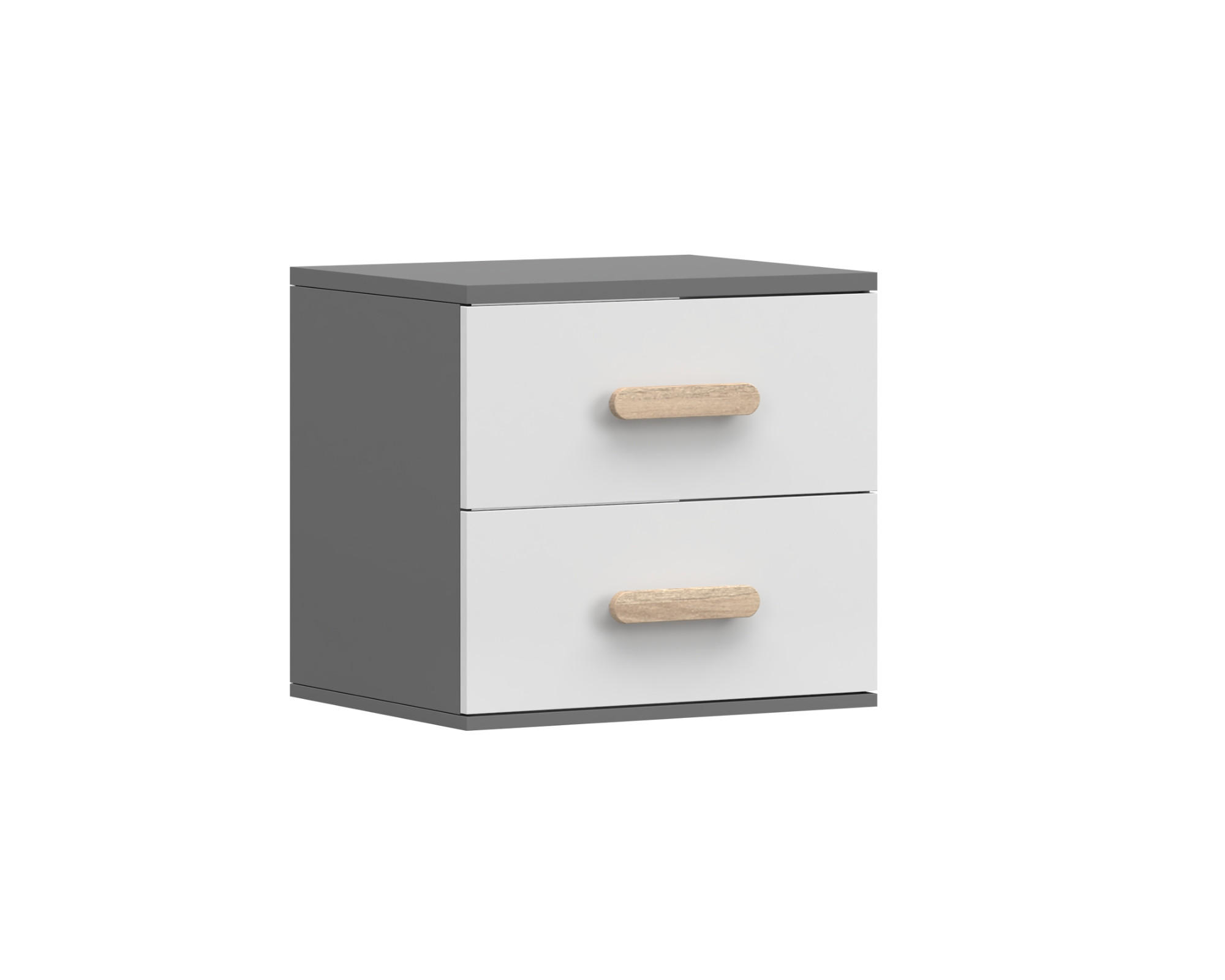 KINDER-NACHTTISCH INGE 22 55/50/44 cm Weiß+Grau/Sonoma Eiche - Weiß/Grau, Holzwerkstoff (55/50/44cm) - Deine Möbel 24
