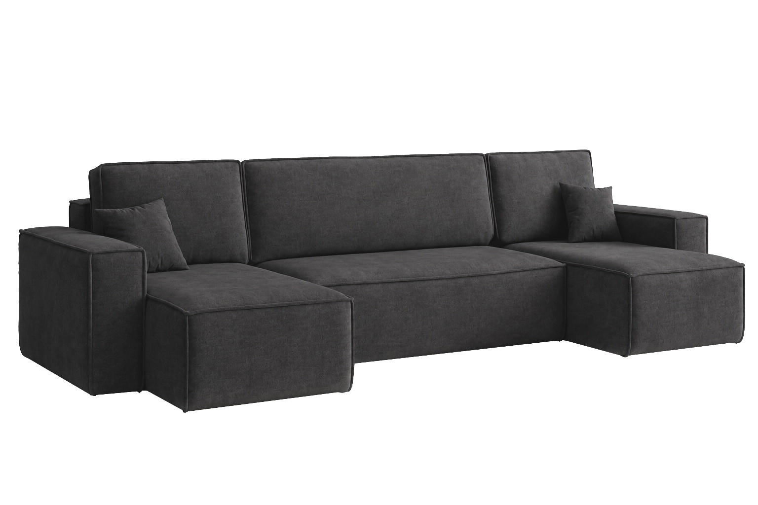 ECKSOFA U-Form Mit Schlaffunktion Und Bettkasten, Veloursstoff Bluvel, Schwarz, BEST U - Schwarz, Holz (312/142cm) - Kaiser Möbel