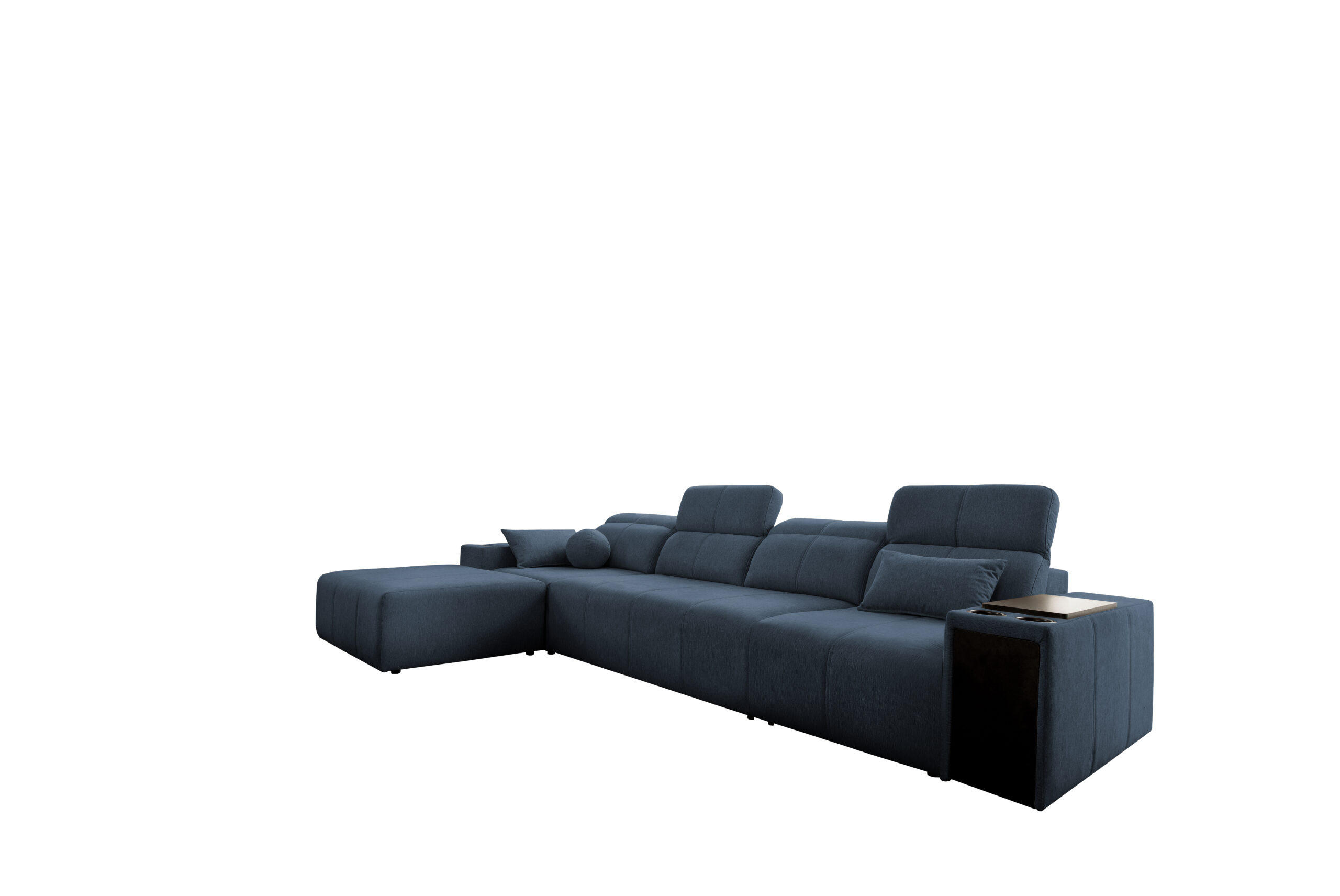 ECKSOFA mit Schlaffunktion und Mindy XII Stoff Verita Blau Links - Blau, Holz (202/348cm) - Kaiser Möbel