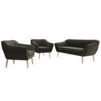 SEDACÍ SOUPRAVA 3+1+1 PIRS - Tmavě šedá Samet - Dřevěné nohy - tmavě šedá/barva buku, kompozitní dřevo/textil (180/75/74cm) - MKS
