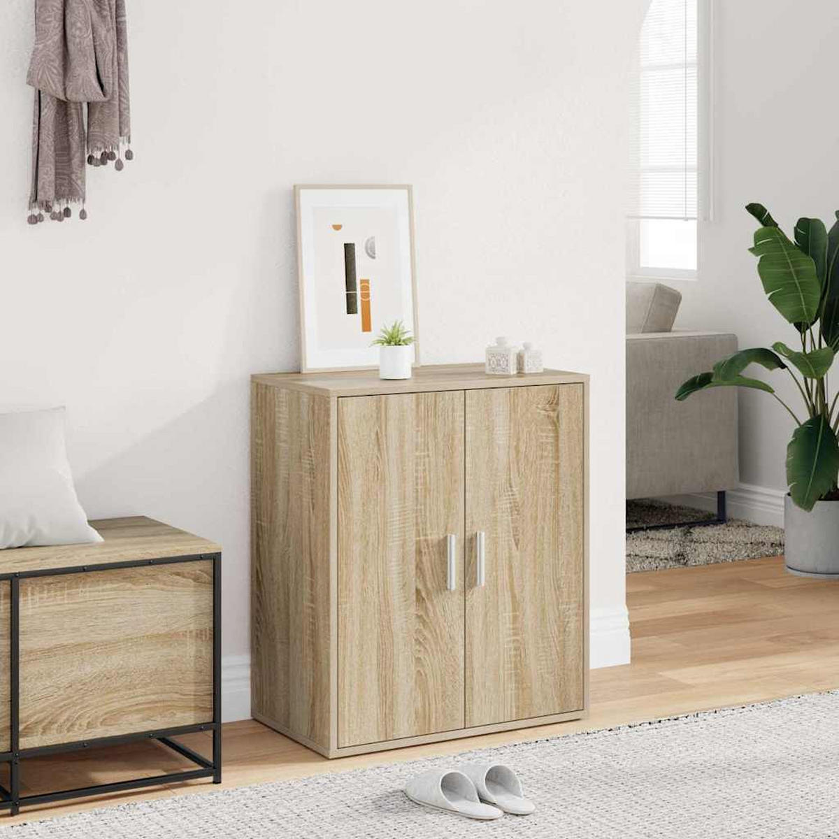 SCHUHSCHRANK Sonoma-Eiche 60/35/70 Cm Holzwerkstoff - Alteiche, Holzwerkstoff (35/70/60cm) - vidaXL