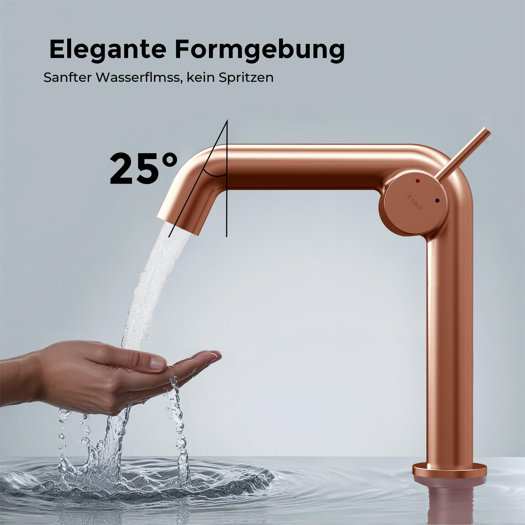 Thumbnail - Emke Waschtischarmatur, Roségold, Metall, L-Form, 20x7.6x22.2 cm, Badezimmer, Waschbecken & Armaturen, Badarmaturen