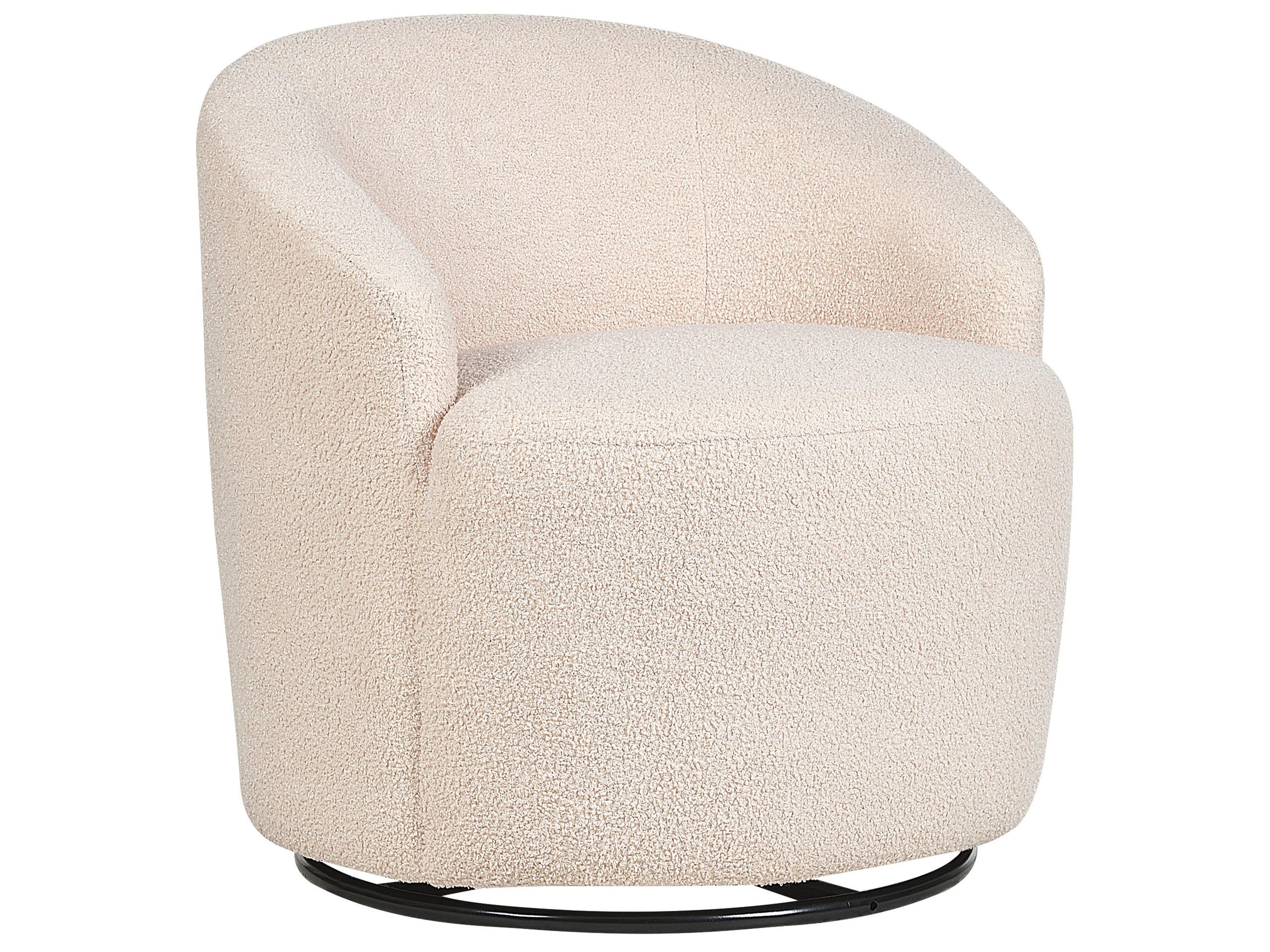BOUCLÉ-DREHSESSEL Beige Davik - Beige, Holz/Textil (62/67/63cm) - Beliani