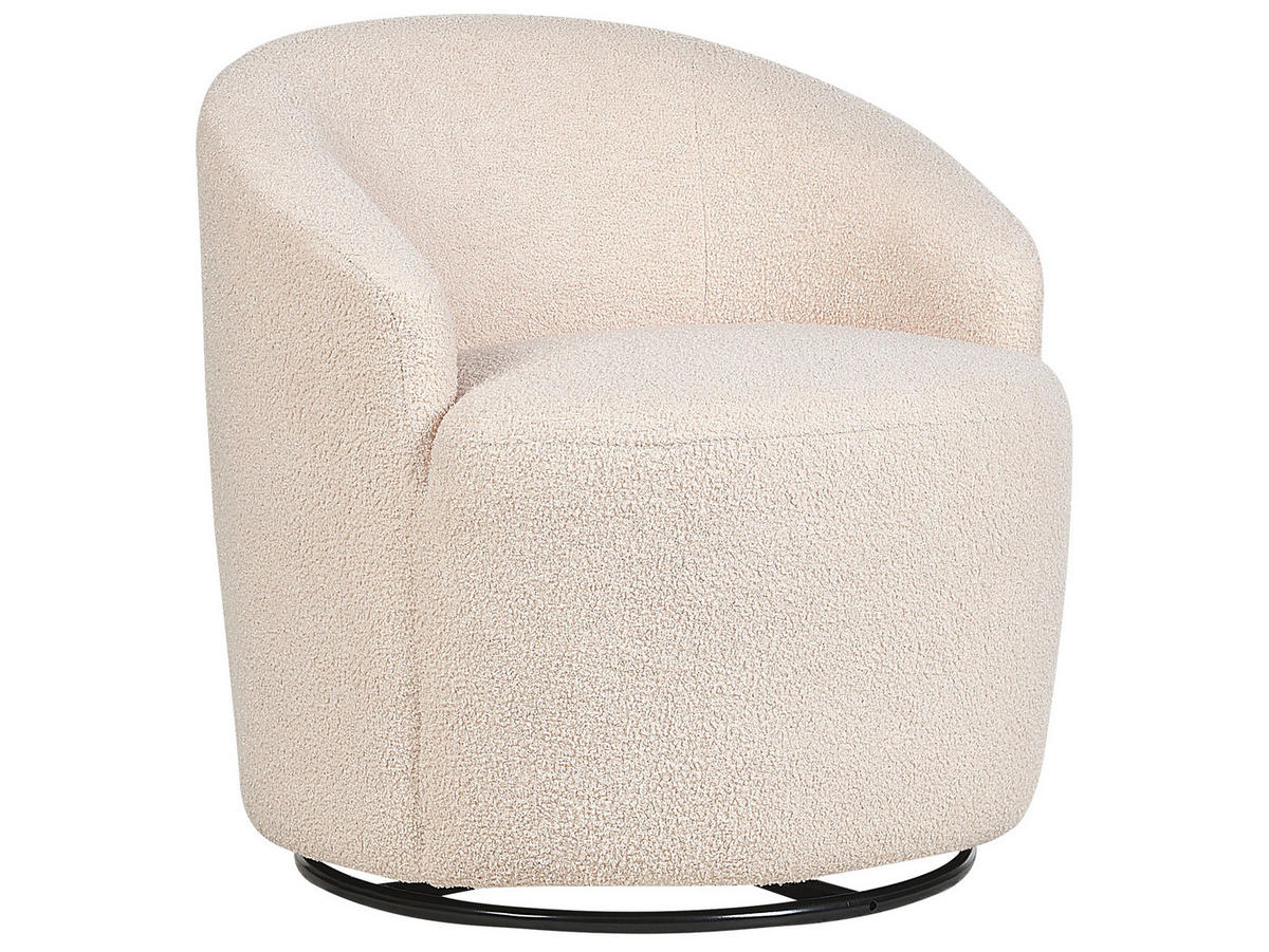 BOUCLÉ-DREHSESSEL Beige Davik - Beige, Holz/Textil (62/67/63cm) - Beliani
