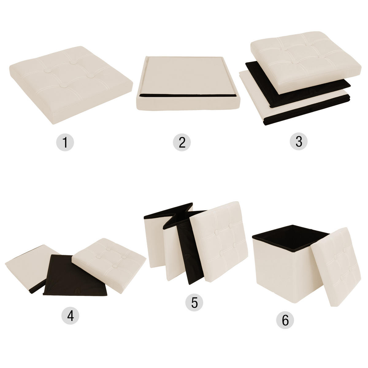 FUSSHOCKER Beige 30/30/30 cm - Beige, Textil (30/30/30cm) - Mobili Rebecca