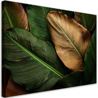 WANDBILD goldene und grüne blätter - Grün, Textil (60/40cm) - Feeby