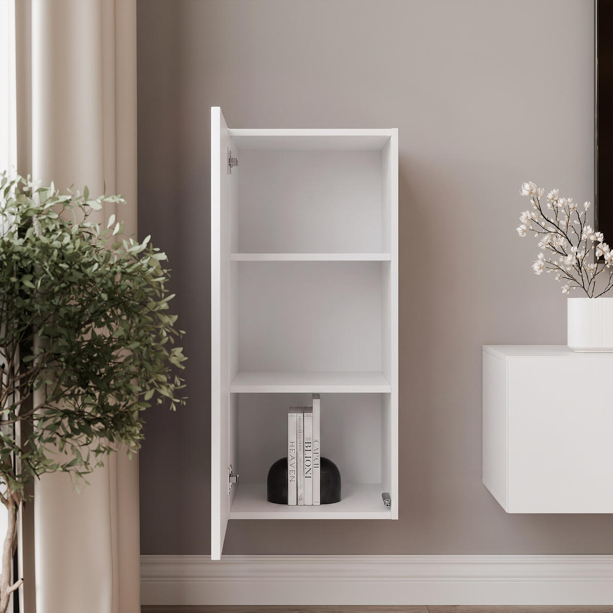 HÄNGESCHRANK ANGEL LINE 40/40/90 cm Weiß matt - Weiß, Holzwerkstoff (40/90/40cm) - Idohome