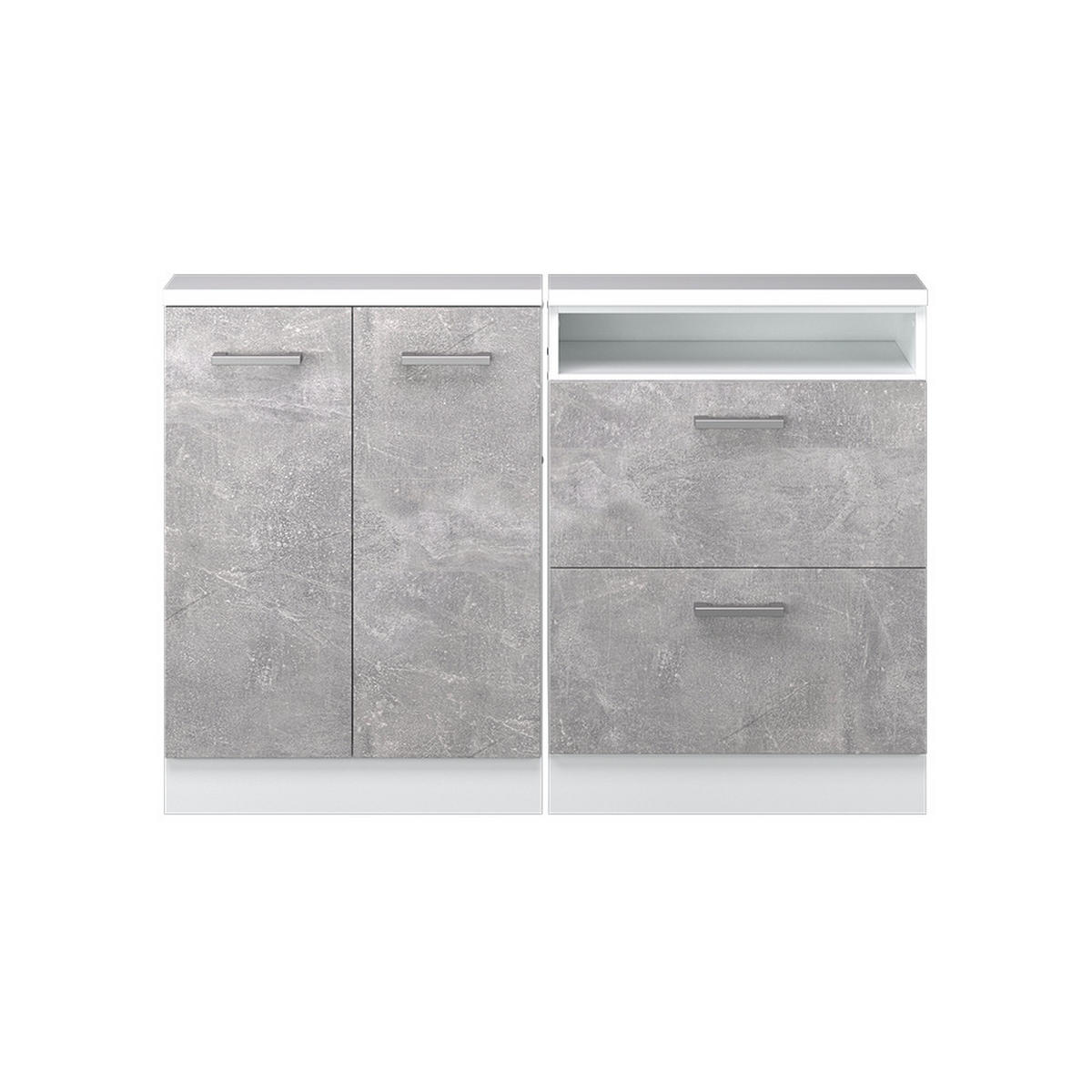 KUCHYŇSKÁ SKŘÍŇKA POD ŠIKMOU STŘECHU R-Line Beton/bílá - bílá/šedá, kompozitní dřevo (120/81.6/46cm) - Vicco