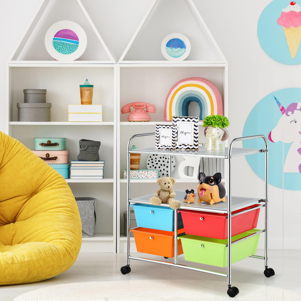 STORAGE TROLLEY Multicoloured - Multicolor, Kunststoff (74.5/23/43cm) - COSTWAY