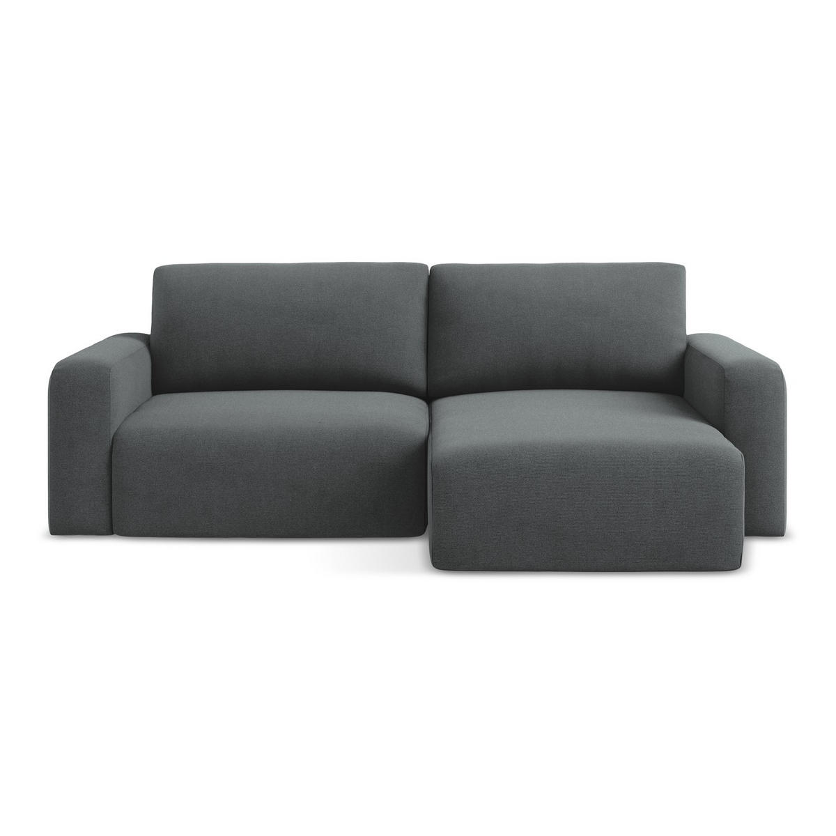 ECKSOFA mit Schlaffunktion rechts Strukturstoff Stoff Grau - Schwarz/Grau, Kunststoff/Textil (244/149cm) - LaMiaSofa