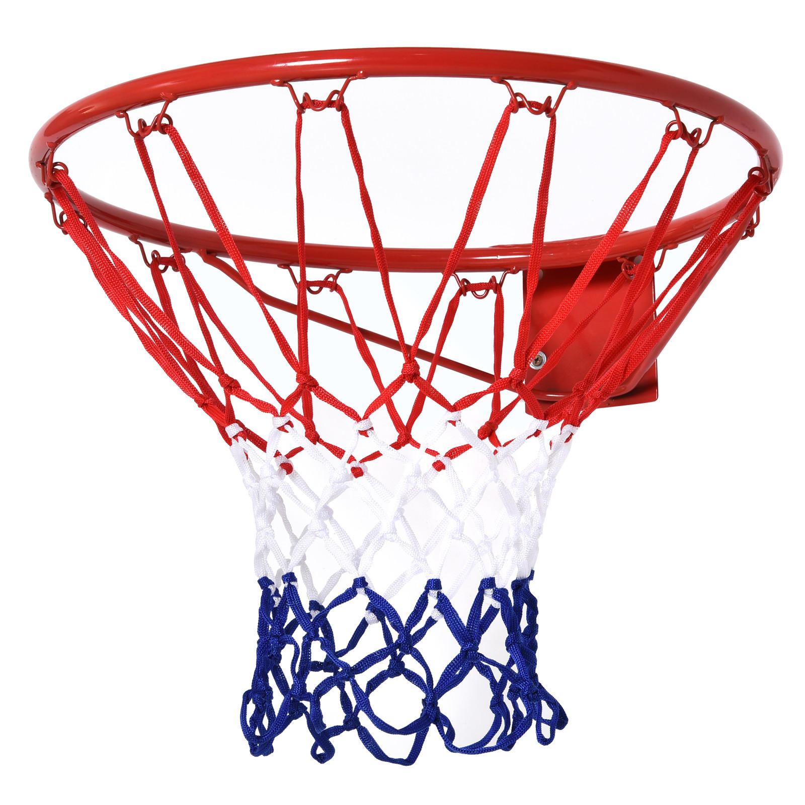 HOMCOM BASKETBALOVÝ KOŠ se sítí Basketbalová síť Kovová trubka Červená+Modrá+Bílá Ø46 cm