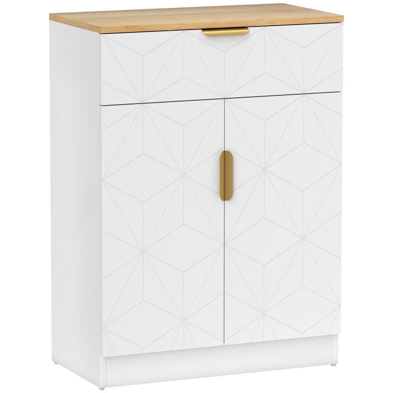 SIDEBOARD DE-38800 60/32/82 cm Schublade und verstellbares Regal Weiß/Natur - Weiß, Holzwerkstoff (60/82/32cm) - ComfortXL