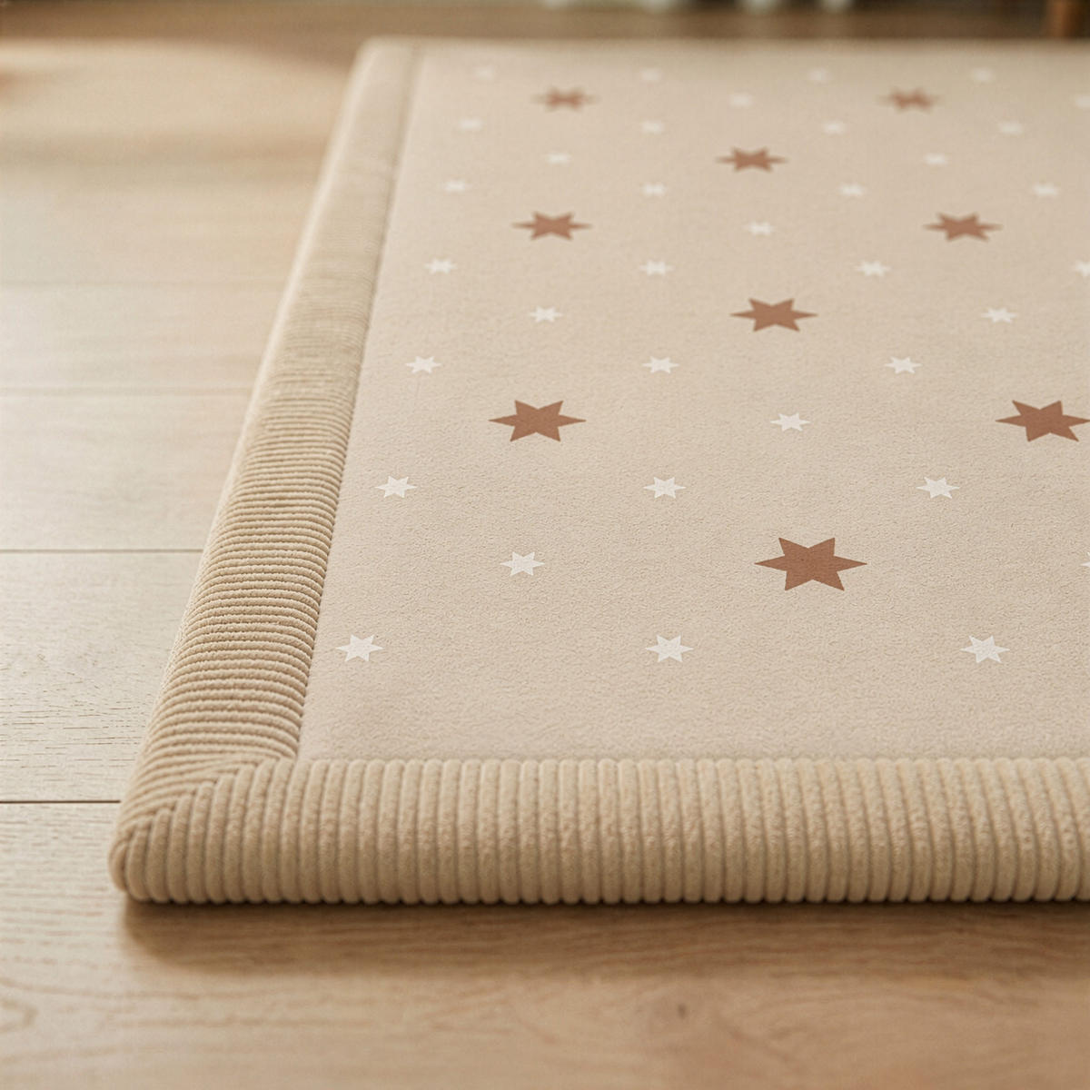 KRABBELTEPPICH samtweich und kuschelig "Sterne" 120x170cm - Beige, Textil (120/170cm) - Sanosoft
