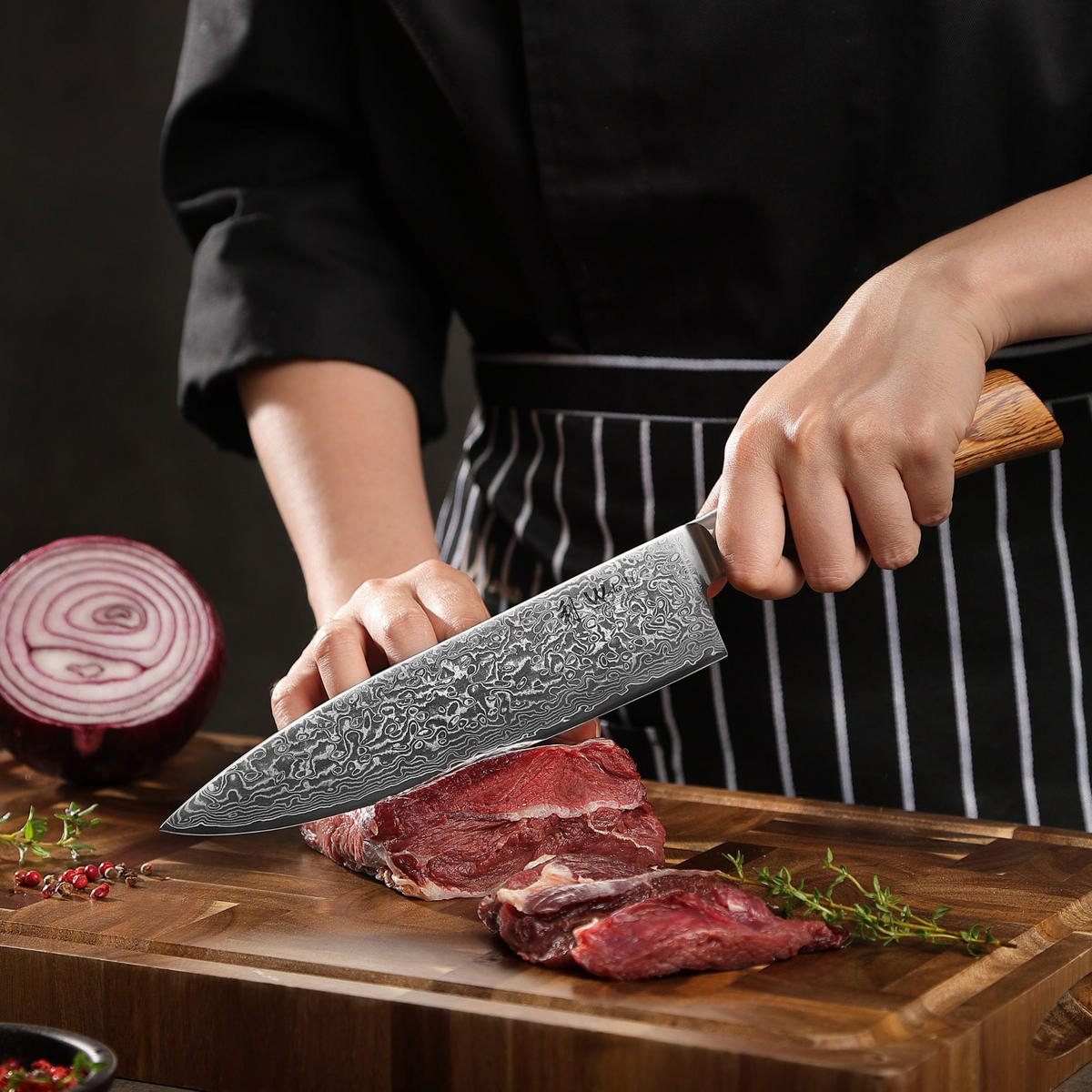 MESSERSET 6-TEILIG 8–20 cm - Braun, Holz/Metall - Wakoli