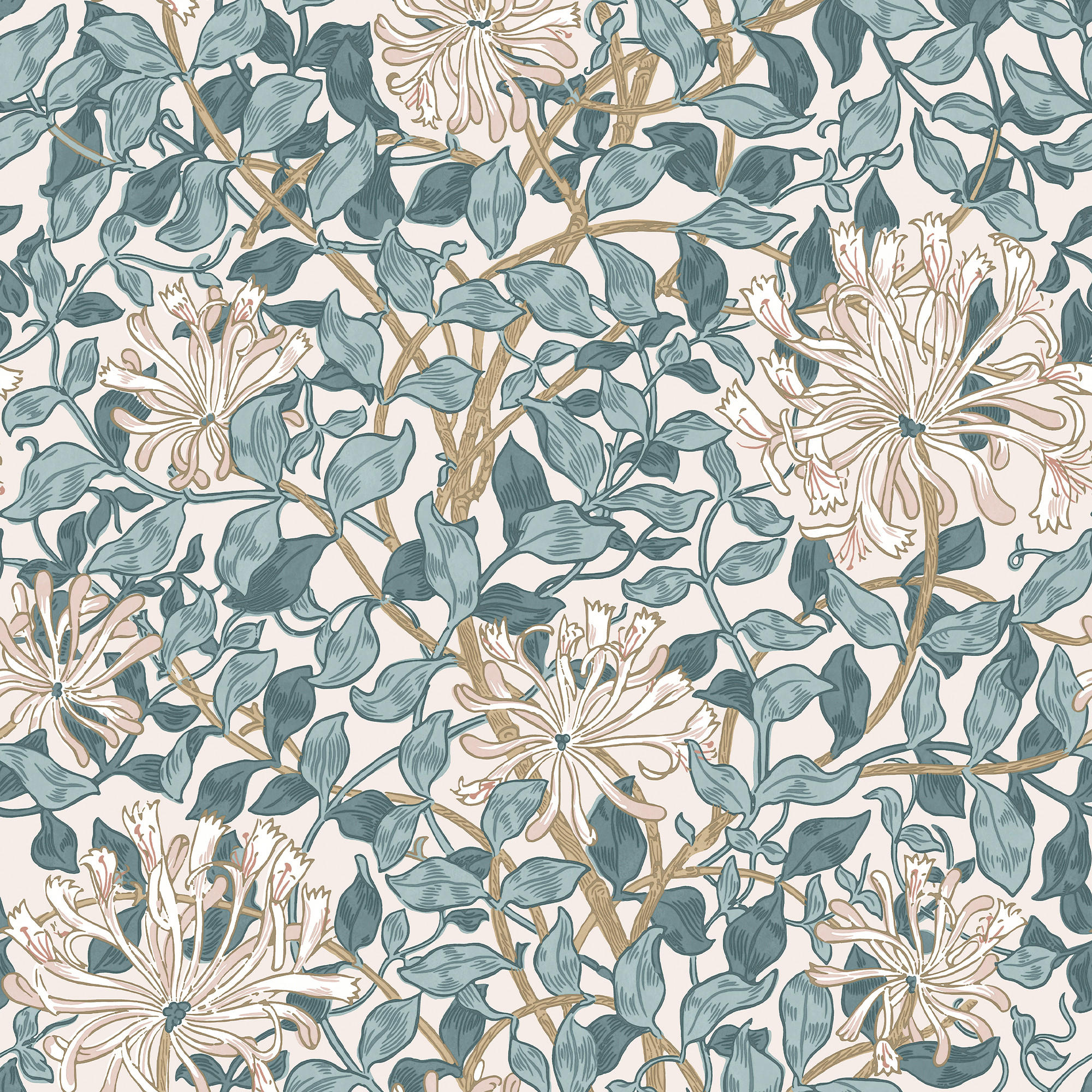William Morris at Home Vliestapete Weiß, Blau 52x1000 cm