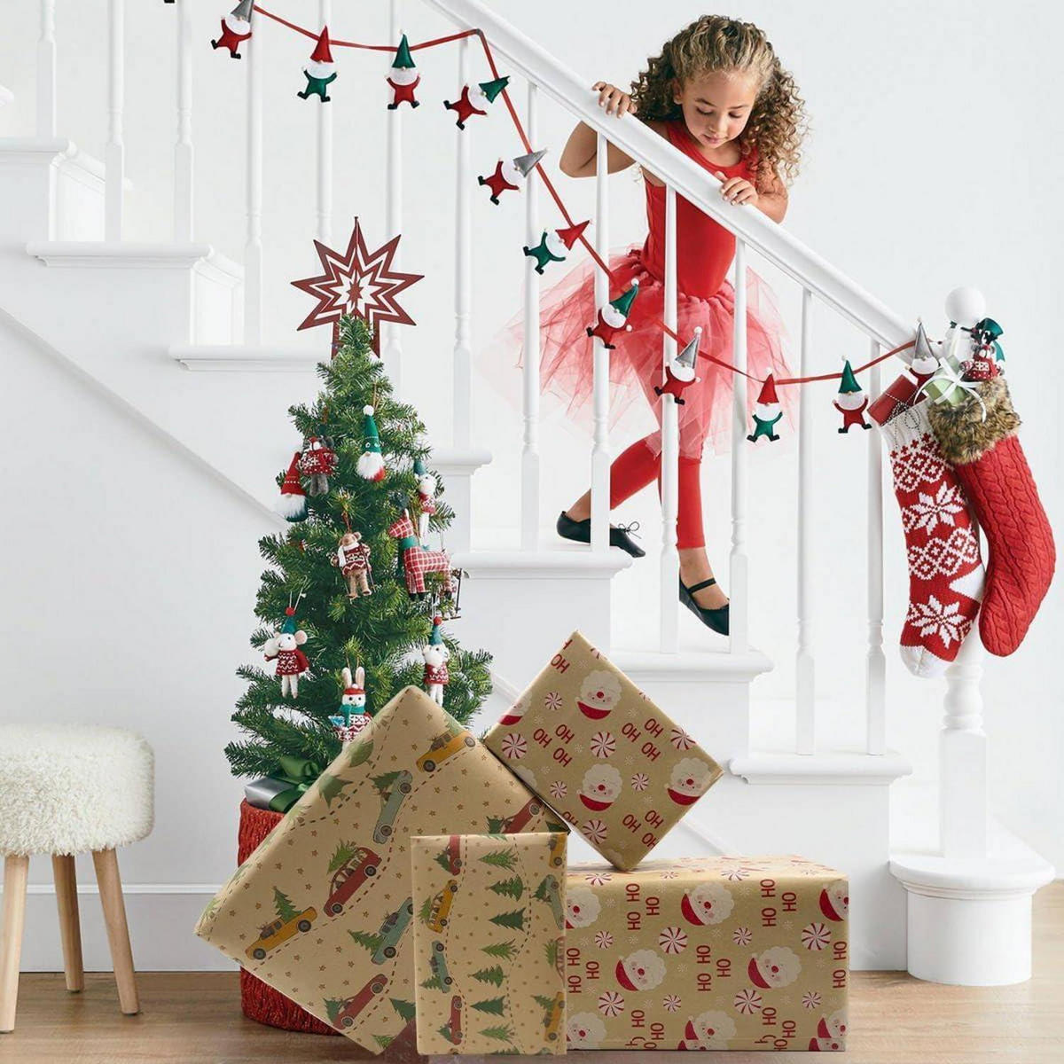 GESCHENKPAPIER Rolle 43 cm x 15 m Weihnachtsbaum Motiv - Braun, Papier (4/4/43cm)