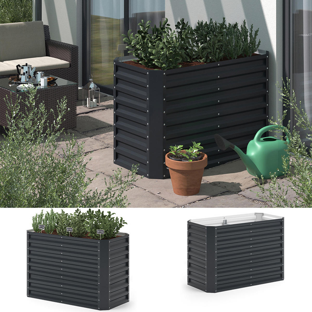 HOCHBEET Anthrazit 120 x 60 cm - Anthrazit, Metall (120/80/60cm) - OK-Living