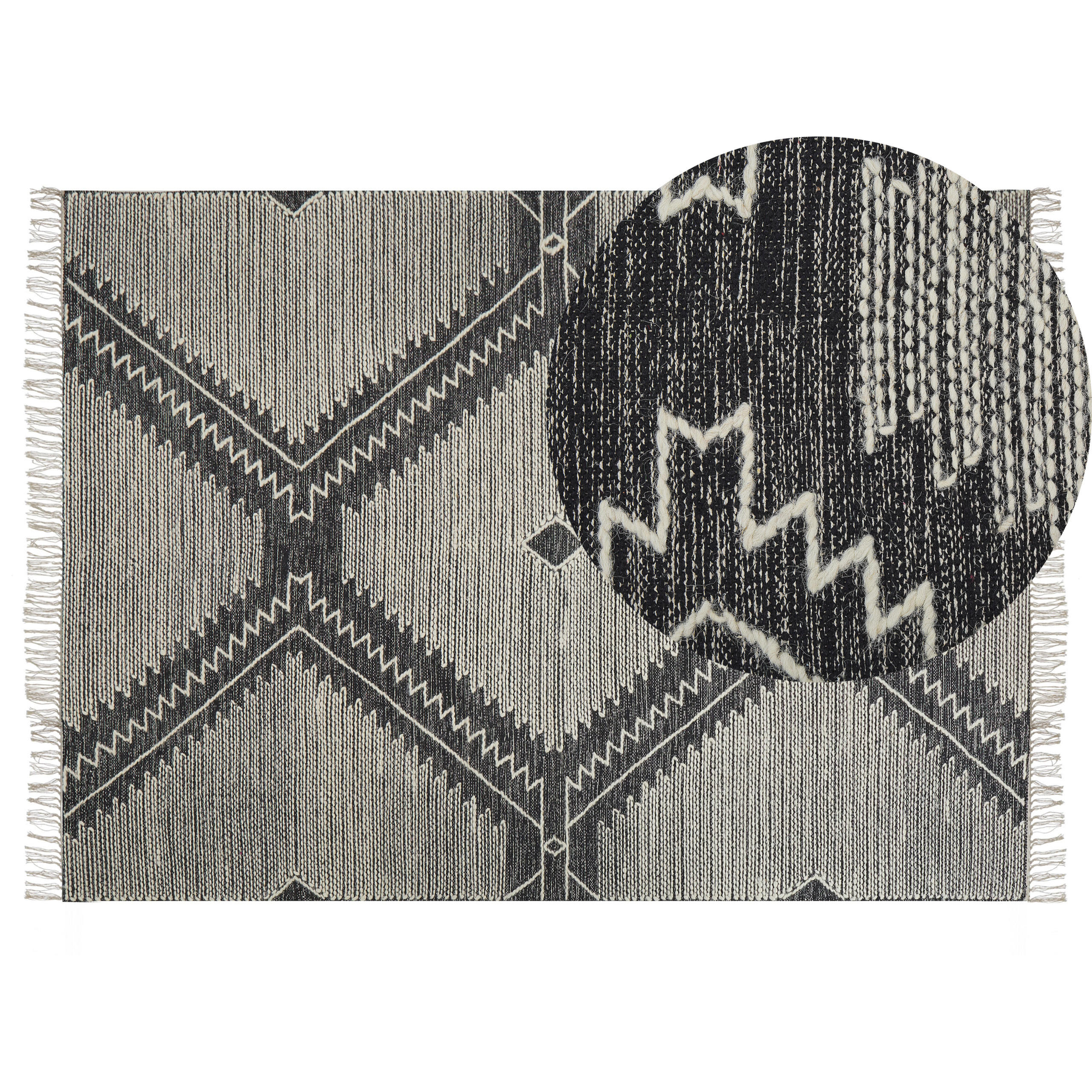 KURZFLOR-TEPPICH Arbaa 200/140 cm - Schwarz, Textil (140/200cm) - Beliani