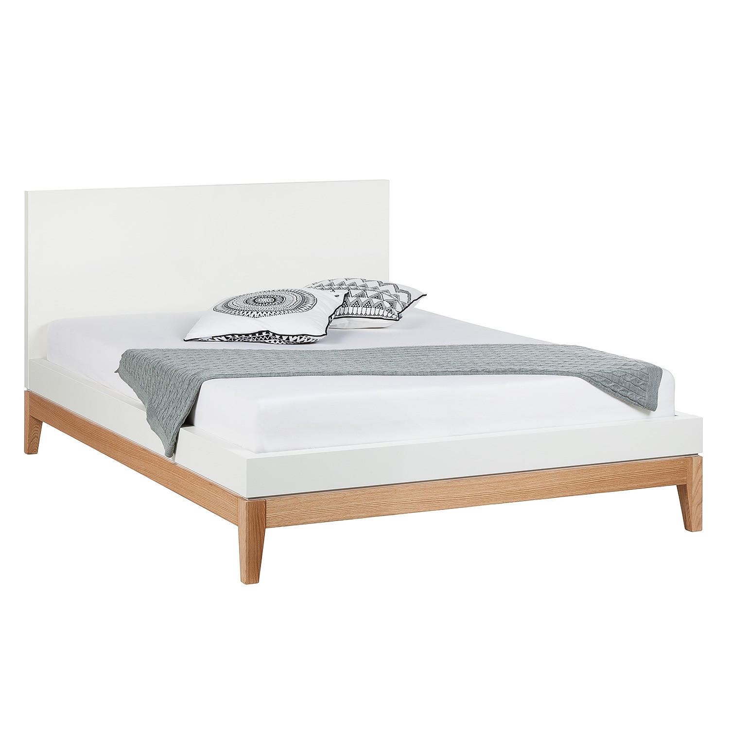 BETT - Höhe 96 cm - Beige/Weiß, Holzwerkstoff (140/200cm) - home24